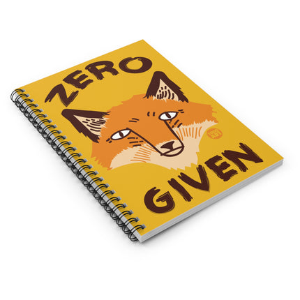 Zero Fox Given Spiral Notebook - Ruled Line