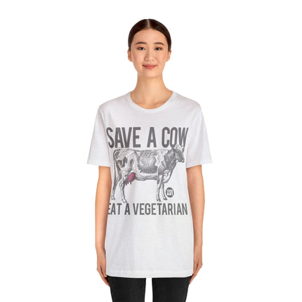 Save a Cow Eat Vegetarian Unisex Short Sleeve Tee