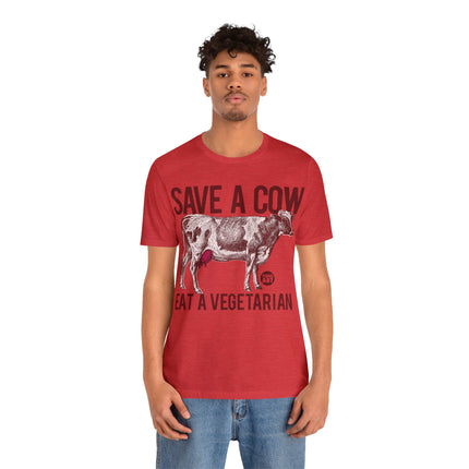 Save a Cow Eat Vegetarian Unisex Short Sleeve Tee