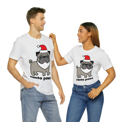 Santa Paws Pug Christmas Unisex Tee