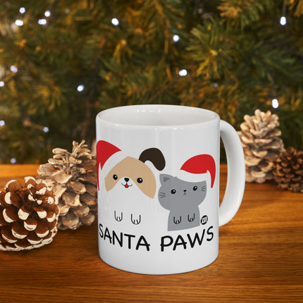 Santa Paws Dog and Cat Christmas Ceramic Mug