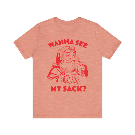 Funny "WANNA SEE MY SACK" Santa Tee Shirt