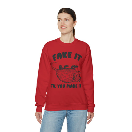 Fake It Till You Make It Possum Crewneck Sweatshirt