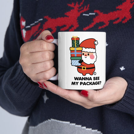 Wanna See My Package Cute Santa Ceramic Mug