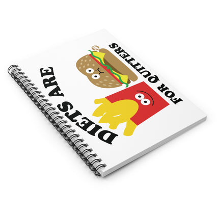 Diets Are For Quitters Burger and Fries Spiral Notebook - Ruled Line