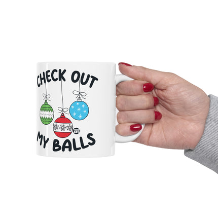 Check Out My Balls Christmas Ceramic Mug