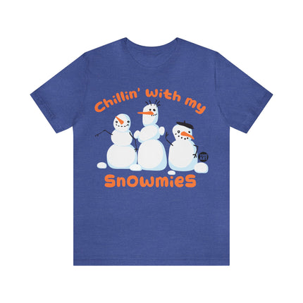 Chillin With My Snowmies Snowman Christmas Unisex Tee