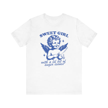 Sweet Girl With Anger Issues Angel Tee, Funny Anger Issues Angel Tshirt