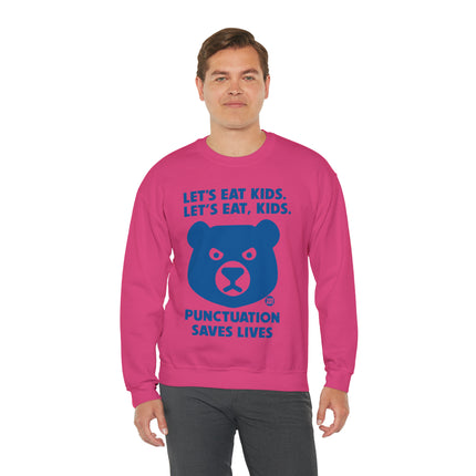 Let's Eat Kids Punctuation Matters Bear Crewneck Sweatshirt