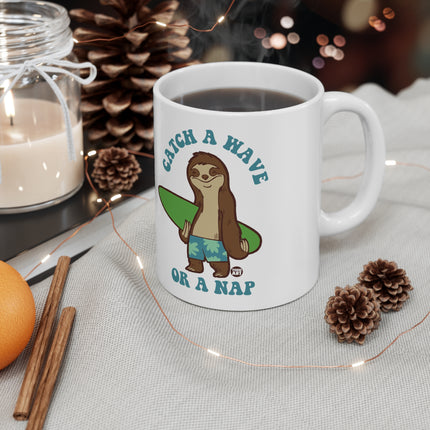 Catch A Wave Sloth Ceramic Mug