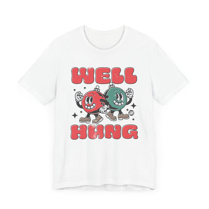 Funny "WELL HUNG" Christmas Tree Ornaments Tee Shirt