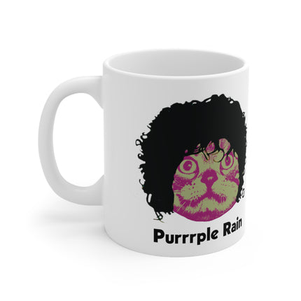 Purrrple Rain Cat Ceramic Mug