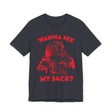 Funny "WANNA SEE MY SACK" Santa Tee Shirt