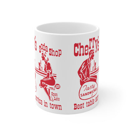 Retro Cherry's Soda Shop Ceramic Mug
