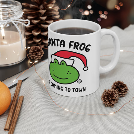 Santa Frog Is Coming to Town Christmas Ceramic Mug