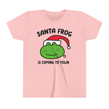 Santa Frog Is Coming to Town Kids Short Sleeve Tee