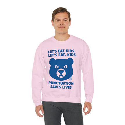 Let's Eat Kids Punctuation Matters Bear Crewneck Sweatshirt