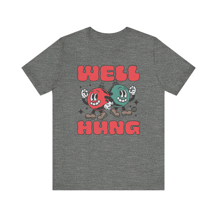 Funny "WELL HUNG" Christmas Tree Ornaments Tee Shirt