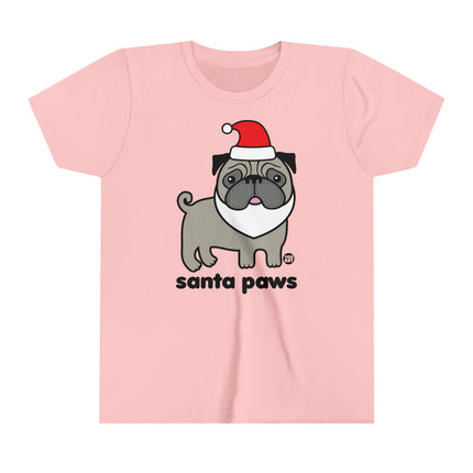 Santa Paws Pug Kids Short Sleeve Tee