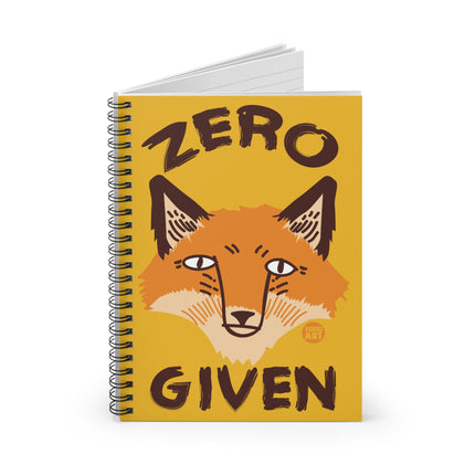 Zero Fox Given Spiral Notebook - Ruled Line