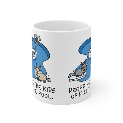 dropping kids pool Ceramic Mug