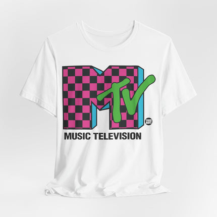 MTV Pink Checkered Graphic Tee, MTV 80s Logo Tshirt