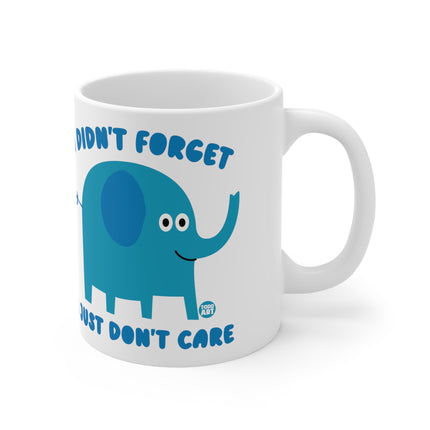 Don't Care Elephant Ceramic Mug