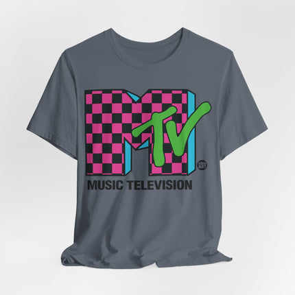 MTV Pink Checkered Graphic Tee, MTV 80s Logo Tshirt