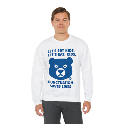 Let's Eat Kids Punctuation Matters Bear Crewneck Sweatshirt