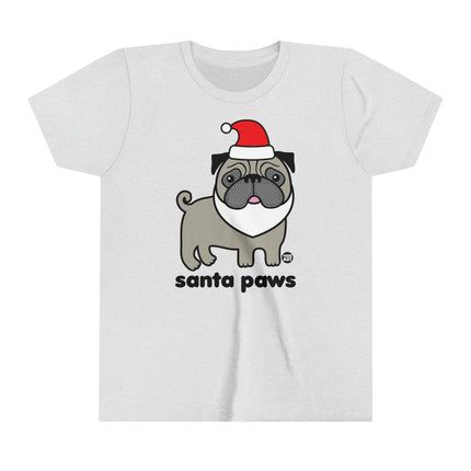 Santa Paws Pug Kids Short Sleeve Tee