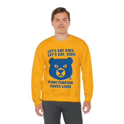 Let's Eat Kids Punctuation Matters Bear Crewneck Sweatshirt