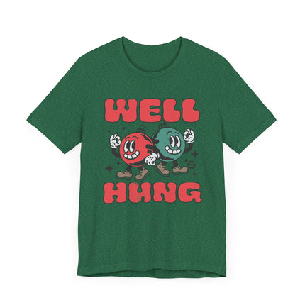 Funny "WELL HUNG" Christmas Tree Ornaments Tee Shirt