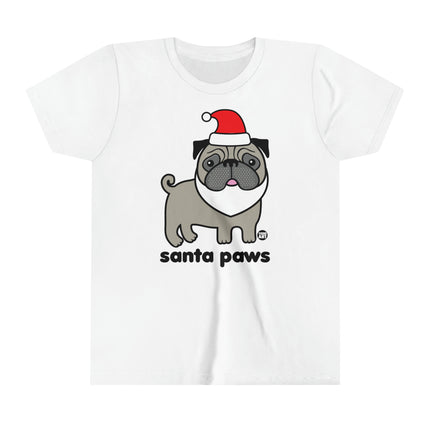 Santa Paws Pug Kids Short Sleeve Tee