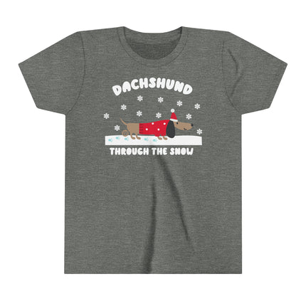 Dachshund Through The Snow Kids Short Sleeve Tee