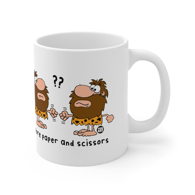 Caveman Rock paper Scissors Ceramic Mug