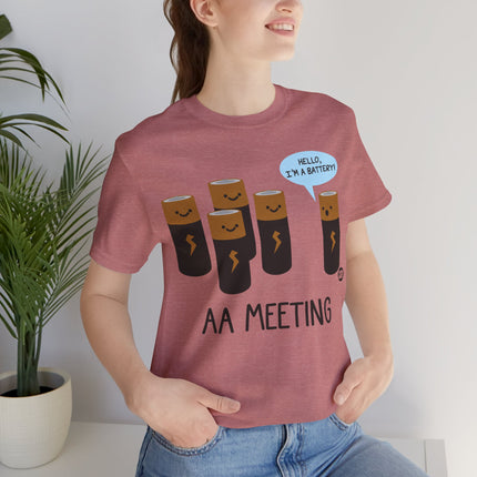 AA Meeting Battery Pun Short Sleeve Tee