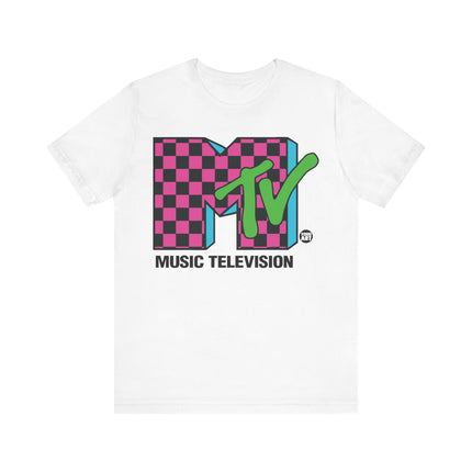 MTV Pink Checkered Graphic Tee, MTV 80s Logo Tshirt