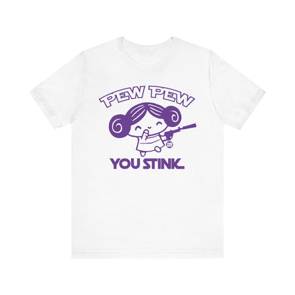 Pew Pew You Stink Leia Tee, Funny Princess Leia T-shirt