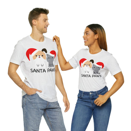 Santa Paws Dog and Cat Christmas Unisex Tee