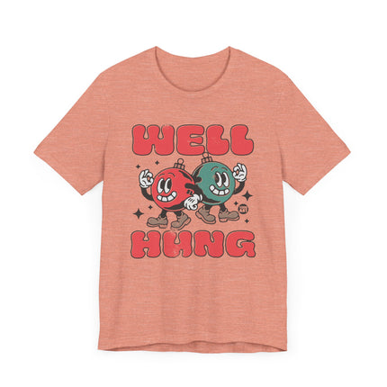 Funny "WELL HUNG" Christmas Tree Ornaments Tee Shirt