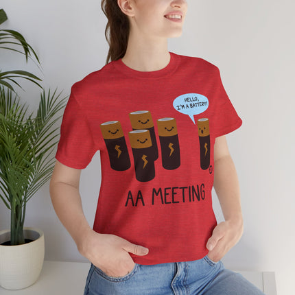 AA Meeting Battery Pun Short Sleeve Tee