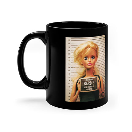 Barbie Mugshot Black Mug