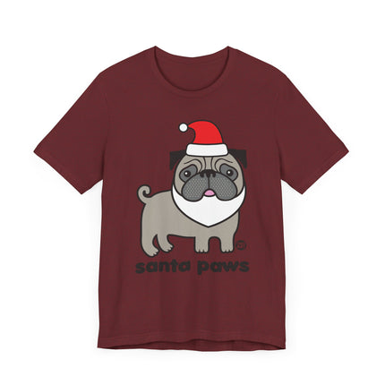 Cute "SANTA PAWS" Pug Tee Shirt