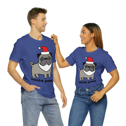 Santa Paws Pug Christmas Unisex Tee