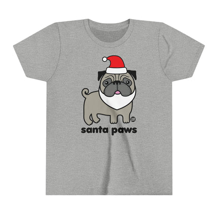 Santa Paws Pug Kids Short Sleeve Tee