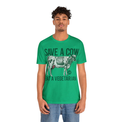 Save a Cow Eat Vegetarian Unisex Short Sleeve Tee