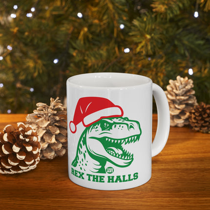 Rex The Halls Dinosaur Christmas Ceramic Mug