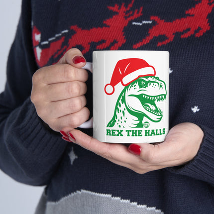 Rex The Halls Dinosaur Christmas Ceramic Mug