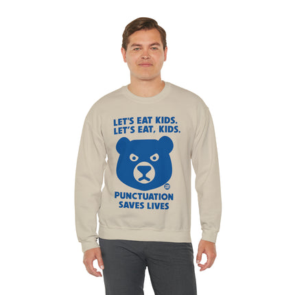 Let's Eat Kids Punctuation Matters Bear Crewneck Sweatshirt