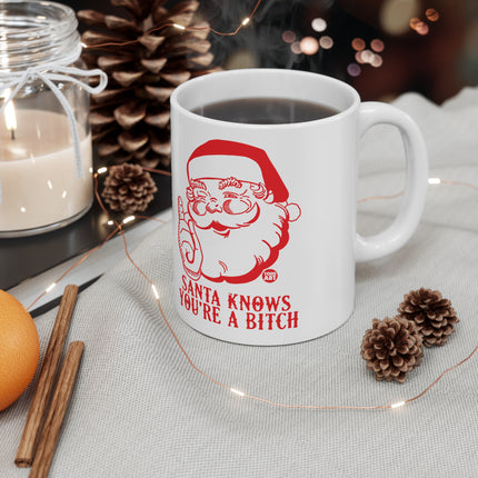 Santa Knows You're a Bitch Christmas Ceramic Mug